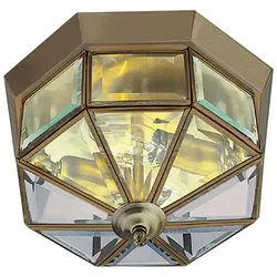Flush antike Deckenleuchte Messing 23cm Klarglas rustikal