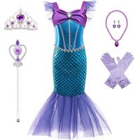 BanKids Meerjungfrau Kostüm Kinder Mädchen Dress Up Arielle Kostüme Prinzessin Kleid Ausgefallene Meerjungfrau Kleid 5-6 Jahre (130,K52)