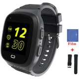 TPFNet Kinder Smartwatch mit Silikon Armband - Smartwatch für Kinder mit SOS und GPS Funktion - Modell SW10 - Schwarz - Schwarz