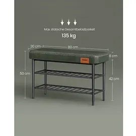 VASAGLE Sitzbank LSB054C01 waldgrün Kunstleder 80,0 cm