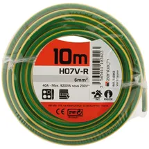 Zenitech Elektrische Versorgungsleitung H07v-r 6mm2 Gelb und Grün - 10m - Zenitech