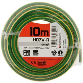 Zenitech Elektrische Versorgungsleitung H07v-r 6mm2 Gelb und Grün - 10m - Zenitech