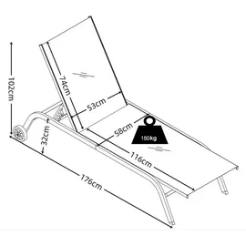 gartenundmoebel.de Liegestuhl ¦ schwarz ¦ Maße (cm): B: 58 H: 32