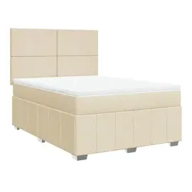 vidaXL Boxspringbett mit Matratze Creme 160x200 cm Stoff