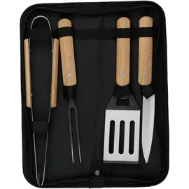 Alpina Grillbesteck 4-teilig Holz Silber