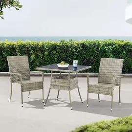 Juskys Yoro Polyrattan Gartentisch quadratisch 80 x 80 cm Grau