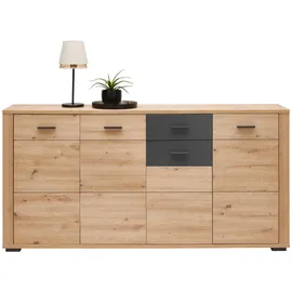 XORA Sideboard, Anthrazit, Eiche Artisan, Kunststoff, 5 Fächer, 1 Schubladen, 178.6x88.7x38 cm, Typenauswahl, Beimöbel erhältlich, stehend, - Sideboards,