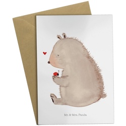 Mr. & Mrs. Panda Grußkarte Bär Marienkäfer - Weiß - Geschenk, Liebe, Hochzeitskarte, Teddybär, G, Einzigartige Motive weiß