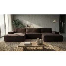 A&J MöbelLand Eckcouch Polyester mit Schlaffunktion 2-Sitzer Braun