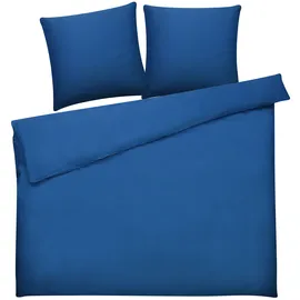 Beliani Bettwäsche-Set HARMONRIDGE Baumwollsatin 200 x 220 cm, Dunkelblau