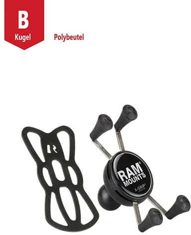 RAM Mounts X-Grip Universal Halteklammer für Smartphones - mit B-Kugel (1 Zoll)