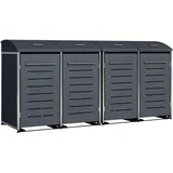 DEGAMO Mülltonnenbox 4-er Mülltonnenhaus Kiel für 4X Tonnen 120 oder 240 Liter, Stahl verzinkt und Edelstahl, Farbe anthrazit