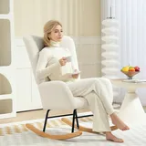 Homcom Schaukelstuhl Relaxsessel Teddysamt-Optik 1 x 1 x 1 cm Cremeweiß mit Kissen
