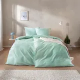 Estella Feinflanell Bettwäsche Andriano mint 155x200 cm + 80x80 cm - blau