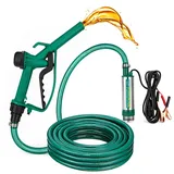 Dieselpumpe 12V, 30 L/min Elektrische Dieselpumpe Selbstansaugend Kraftstoffpumpe mit Düse und 5m Schläuchen, Absaugpumpe Förderung von Diesel Kerosin Wasser für LKW Traktoren Bagger Landwirtschaft