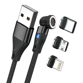 Realpower Magnetic cable 3 Amp,1m,schwarz mit Adaptern