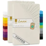 Lavea Spannbettlaken Maya, in Gr. 60x140, 90x200, 120x200, 140x200, 180x200 oder 200x220 cm, Baumwolle, Gummizug: rundum, (2 Stück), Jersey Spannbetttuch für Topper, Boxspring- und Wasserbetten weiß 200 cm x 220 cm
