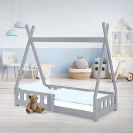 ML-Design Kinderbett Tipi 70 x 140 cm Kiefer grau