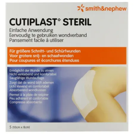 Smith&Nephew Cutiplast Steril Postoperativer Vliesstoffverband 10cm x 8cm Stück 5