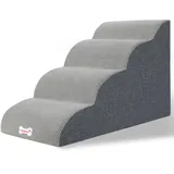 LUFEEMGA Hundetreppe 4 Stufen 50cm Hoch, Haustiertreppe für Sofa Bett aus Hochdichtem Schwamm, Hunderampe Katzentreppe mit Abnehmbare Waschbarer Bezug und rutschfeste Boden