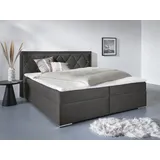LEONIQUE Boxbett LEONIQUE "Alfie, Bestseller, wahlweise mit Bettkasten", grau (anthrazit), L:206cm, Bezug Bett: Samtvelours (100% Polyester), Bezug der Spiegelfläche Matratzendrell aus 100% Polyester.