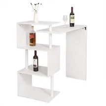 Woltu Bartisch Stehtisch Bistrotisch Bartheke Tresentisch, mit 3 Ablagefläche, drehbar, 134x38x112cm(BxTxH), weiß