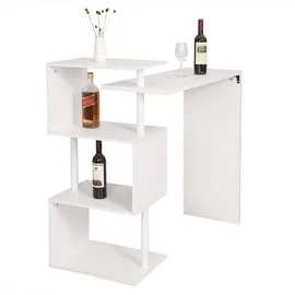 Woltu Bartisch Stehtisch Bistrotisch Bartheke Tresentisch, mit 3 Ablagefläche, drehbar, 134x38x112cm(BxTxH), weiß