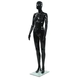 Weibliche Schaufensterpuppe mit Glassockel Schwarz 175 cm