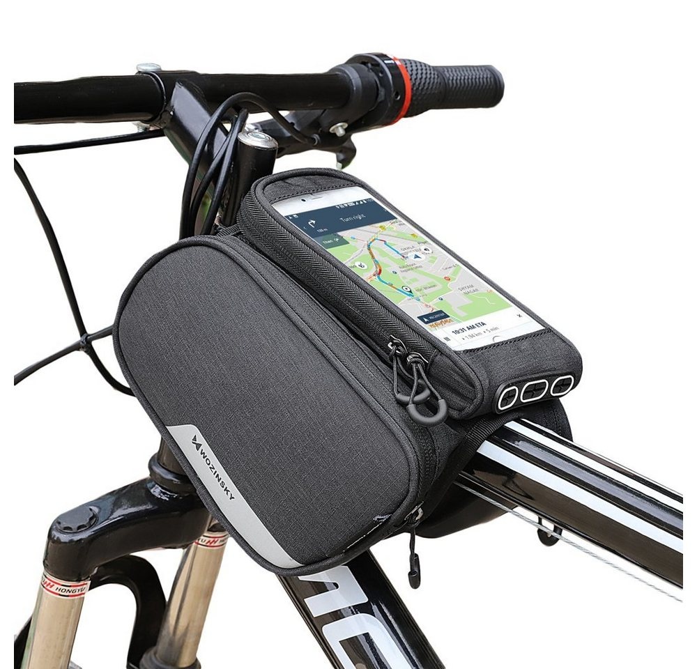 Wozinsky Fahrradtasche Wozinsky Fahrradtasche Wasserdicht Gepäcktasche Radtasche Handyhalterung für Smartphone max 6,5 Zoll 1,5L Volumen black schwarz