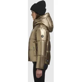 khujo Damen Winterjacke mit Kapuze warme Steppjacke kurz in glänzender Optik mit abnehmbarer Kapuze Devina Shiny-YM Gold Gr. S - S