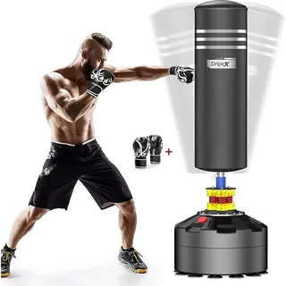 Dripex Erwachsene Boxsack Standboxsäcke mit ein paar Handschuhe, Trainingsgeräte Freistehender Standboxsack - Schwarz