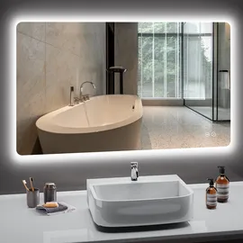 pesenxan Badezimmerspiegel mit Beleuchtung, Led Spiegel Bad mit 3 Lichtfarben, Dimmbar, Speicherfunktion, Touch-Schalter, IP44 Wasserdicht, LED Badspiegel 100x60cm