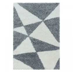 Stilvoller Hochflor Teppich, Modernes geometrisches Design, weicher Shaggy