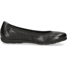 CAPRICE Damen Ballerinas aus Leder Flach, Schwarz (Black Nappa), 39 EU
