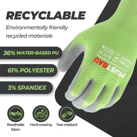 mustbau Arbeitshandschuhe 6 Pack,Gartenhandschuhe Montagehandschuhe, Wiederverwendbar, Größe:S