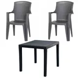 PROGARDEN Garten-Essgruppe »Eden / King«, (Set, 3tlg. anthrazit