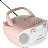Reflexion CD Radio Boombox DAB+, DAB, UKW AUX, Kassette, USB Weiß, Pink