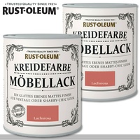 Rust-Oleum 2 x 750 ml Kreidefarbe Möbellack Lachsrosa Shabby Chalky Rustoleum