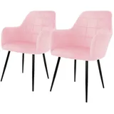 ECD Germany 2er Esszimmerstühle Wohnzimmerstühle Samt Sessel Küchenstuhl Set Rosa