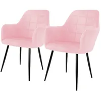 ECD Germany 2er Esszimmerstühle Wohnzimmerstühle Samt Sessel Küchenstuhl Set Rosa