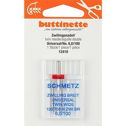 buttinette Zwillingsnadel "Universal", Stärke: 100, Nadelabstand: 6 mm