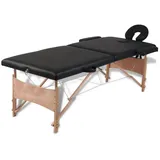 vidaXL Massageliege Bank Kosmetik Therapieliege 2 Zonen mit Holzgestell Schwarz