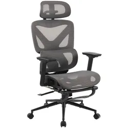 CLP Bürostuhl Reston I Ergonomischer Schreibtischstuhl mit Fußstütze, 3D-Kopfstütze, Drehfunktion & verstellbarer Rückenlehne I Atmungsaktiv