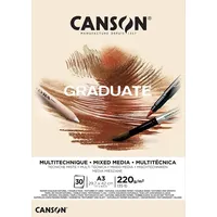 Canson Mixed Media Papier zweiseitig gekörnt und glatt 220 g/m2 DIN A3 30 Blatt