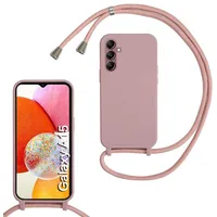 Handykette für Samsung Galaxy A15 5G Hülle mit Band, Handykette Handyhülle (Abnehmbar Einstellbar) Silikon Necklace mit Kordel zum Umhängen Handy Kette Kratzfestes Stossfest Schutzhülle Hell Pink