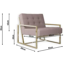 s-style möbel Loungesessel Tampa Bouclé 70 x 80 x 80 cm Rosa