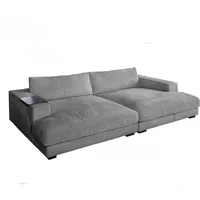 KAWOLA Big Sofa MADELINE mit Holztablett schwarz für Armlehne