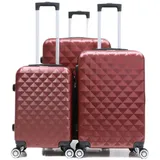 Cheffinger Reisekoffer Koffer 3 tlg Hartschale Trolley Set Kofferset Handgepäck Gepäck Reisetasche ABS-07 Rot