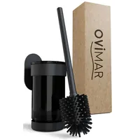 Ovimar Toilettenbürste Finnkona schwarz mit Silikonborsten und Glas-Bürstenhalter