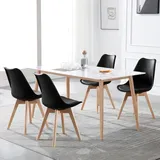 WOLTU 4er Set Esszimmerstühle Küchenstuhl Design Stuhl Kunstleder Holz schwarz - Schwarz